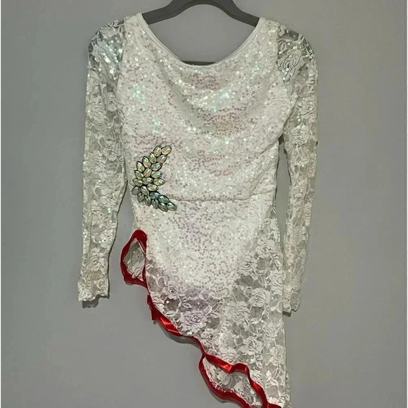 Weissman iridescent long sleeve asymmetrical dance costume XXLC in GUC - Picture 1 of 11